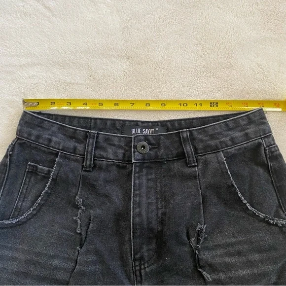 High Waisted Black Jean Shorts - Picture 10 of 11